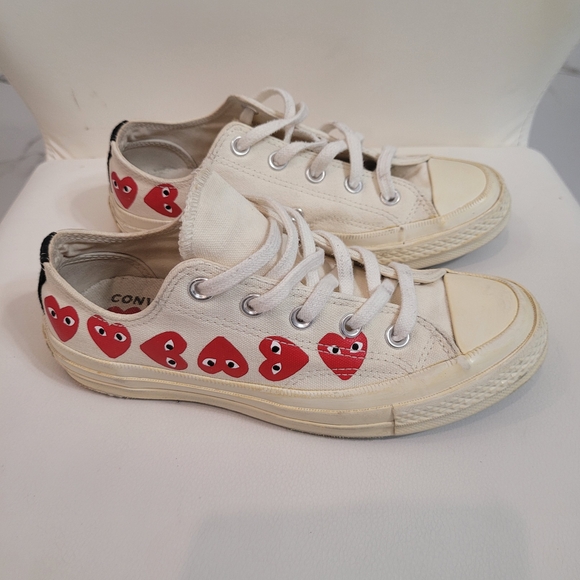 CDG Converse Multi Heart Low White Size 36.5 Chuck Taylor 70 CDG Play 162975C - Picture 4 of 15